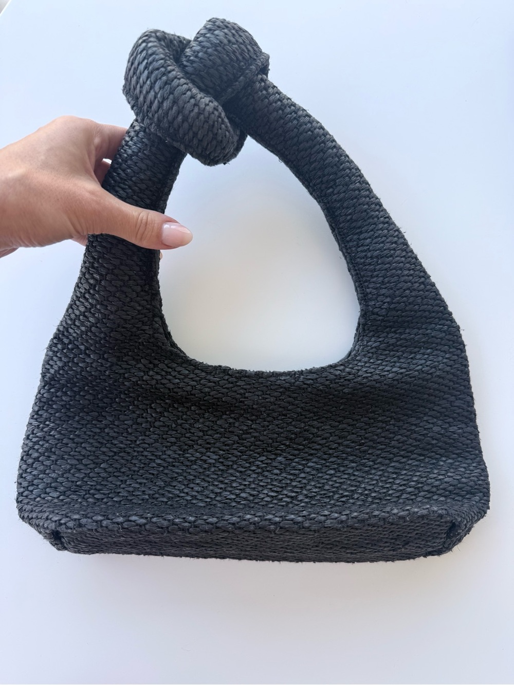 l*space Black Knotted Strap Woven Shoulder Bag